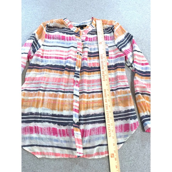 Zac & Rachel Blouse Womens XL Multi Color Striped Long Sleeve Button Up Top Boho - Picture 8 of 9